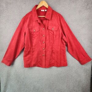 Cato Jacket Womens 18W 20W Cranberry Suede Snap Shacket